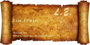 Lux Ervin névjegykártya